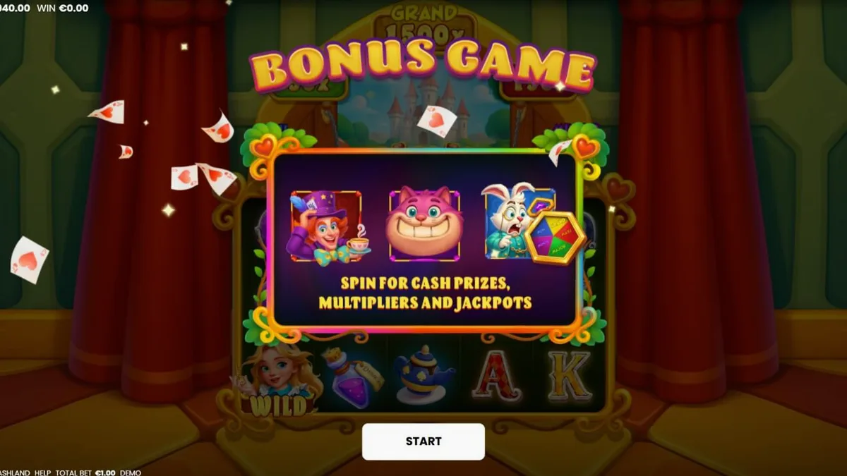 Alice in Cashland slot machine interface