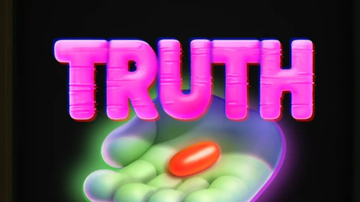Interface do jogo Truth com tema de conspiração e estética retrô