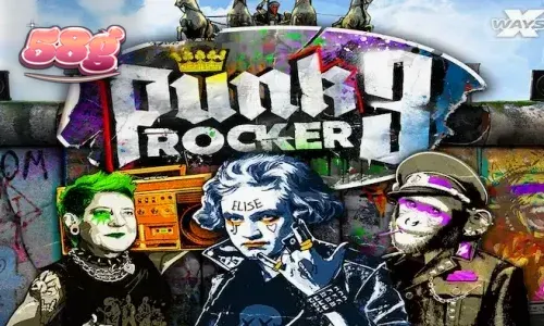 Design visual punk e caótico do slot Punk Rocker 3